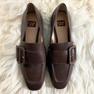 NWOB LOUISE et CIE Espen Embossed Snake Skin Leather Loafer Brown Size 6M
